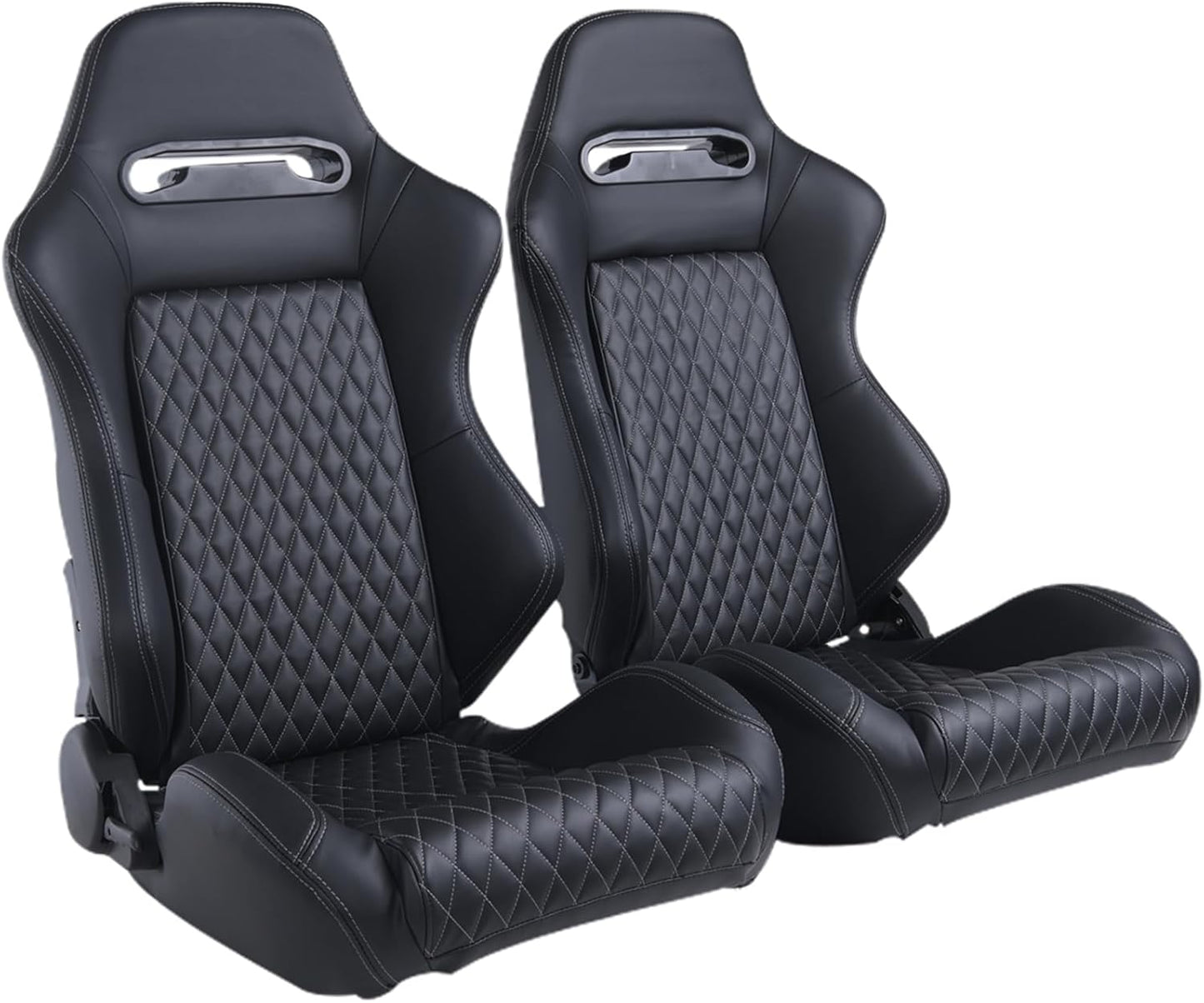 Driver's side 1PC Universal Racing Seats Stitch PVC Leather Reclinable Carbon Look Leather Back With Adjustor Slider(Not Including Seat Bracket) 1 box of 1 pieces image 5