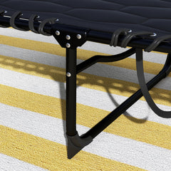 Outsunny Folding Chaise Lounge Set with 5-level Reclining Back, Outdoor Lounge Tanning Chair with Padded Seat, Side Pocket & Headrest for Beach, Yard, Patio, Black