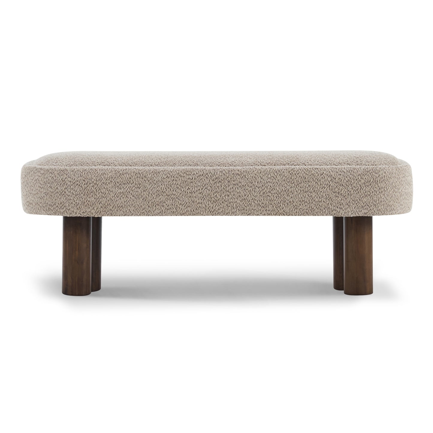 Indoor Khaki Boucle Dining Bench with Walnut Color Legs, 51.57'L Upholstered Seating for Kitchen, Dining Room and Living Space,250lbs Capacity image 6