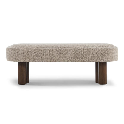 Indoor Khaki Boucle Dining Bench with Walnut Color Legs, 51.57'L Upholstered Seating for Kitchen, Dining Room and Living Space,250lbs Capacity image 6