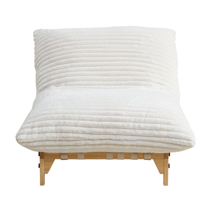 Accent Armless Lazy Sofa, Casual Single Sofa, Corduroy Fabric, For Living Room And Bedroom, With Backrest, Single Seat, OFF-WHITE image 10