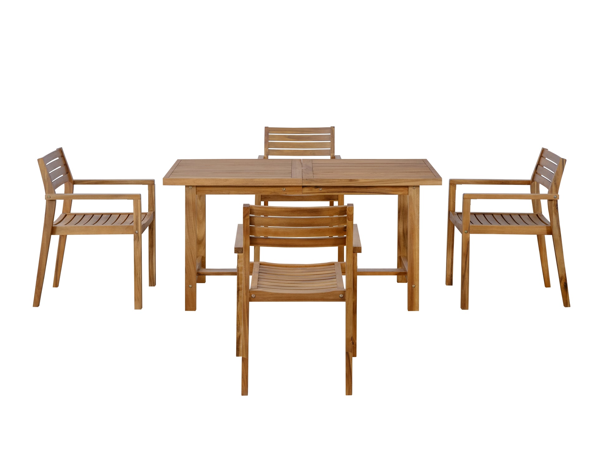 U_STYLE 5-Piece Outdoor Acacia Wood Outdoor Dining Set of 4,59.06-Inch Rectangular Table with Umbrella Hole,Suitable for Patio, Lawn, Garden, Poolside, & Indoor Use image 12