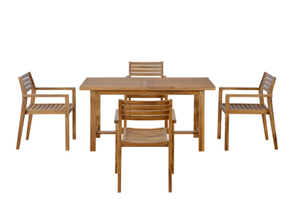 U_STYLE 5-Piece Outdoor Acacia Wood Outdoor Dining Set of 4,59.06-Inch Rectangular Table with Umbrella Hole,Suitable for Patio, Lawn, Garden, Poolside, & Indoor Use image 12