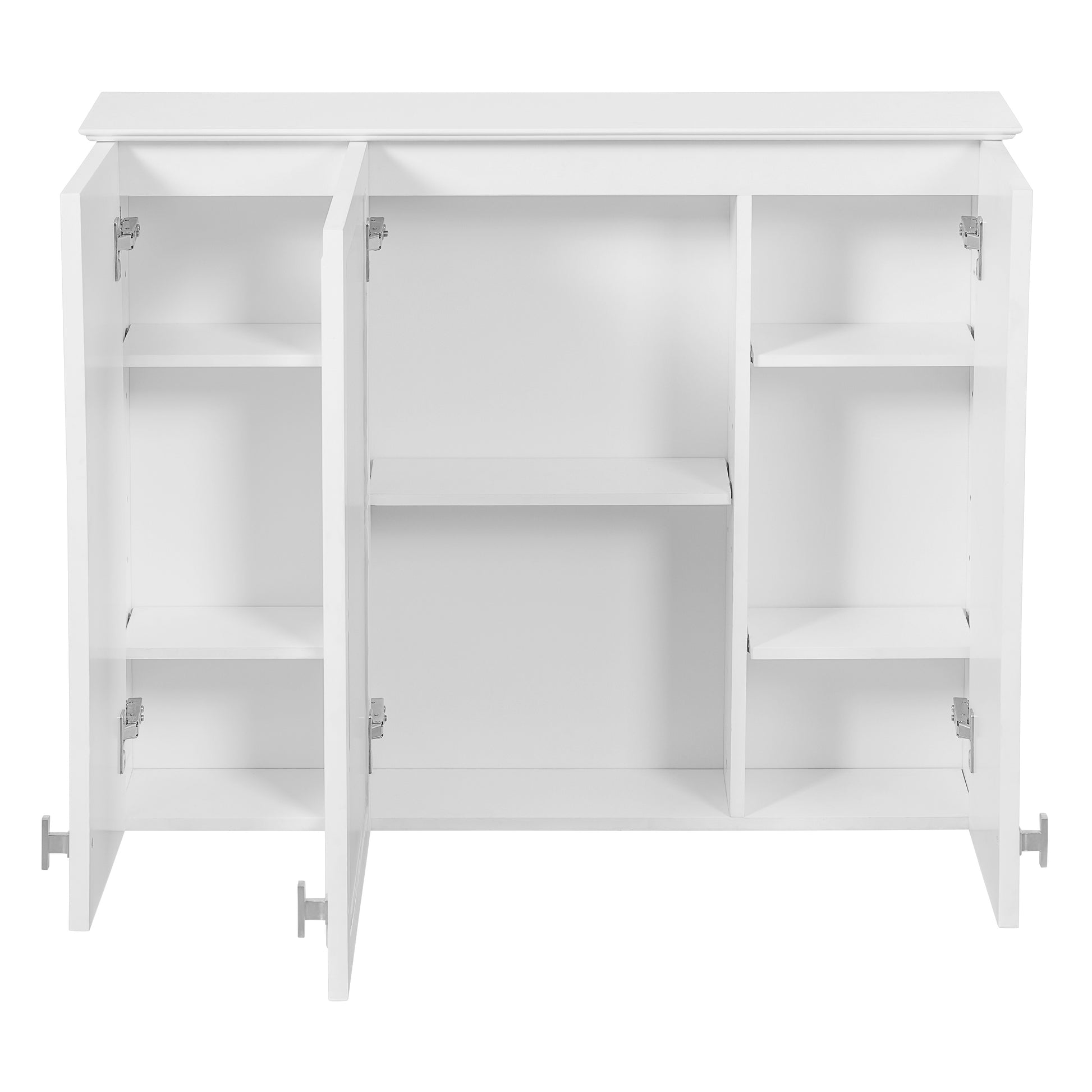 35 inch 2-in-1 Bathroom Wall Cabinet, Wall Mounted Medicine Cabinet with 5 Adjustable Shelves, Mirrored Door Over Toilet Storage Cabinet, White image 9