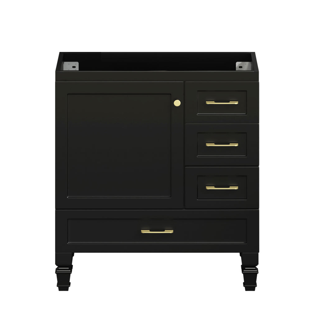 30"Black Bathroom Vanity. Abundant Storage Cabinet -2 Soft close doors and 4 drawers (excluding the ceramic basin) image 1