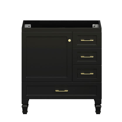 30"Black Bathroom Vanity. Abundant Storage Cabinet -2 Soft close doors and 4 drawers (excluding the ceramic basin) image 1