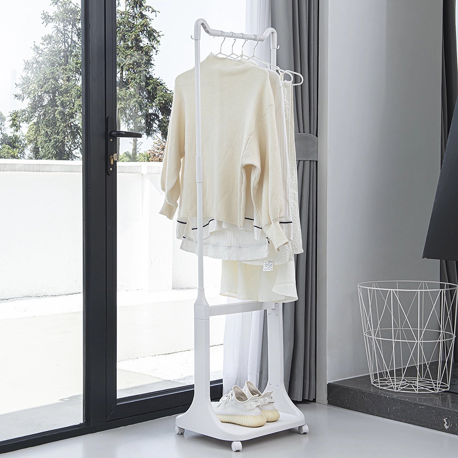 2-Tier Laundry Hamper Sorter with Hanging Bar, Rolling Laundry Baskets with Wheels Removable, Stackable Laundry Cart Organizer and Storage for Small Space, Dorm, Closet, Bathroom image 5