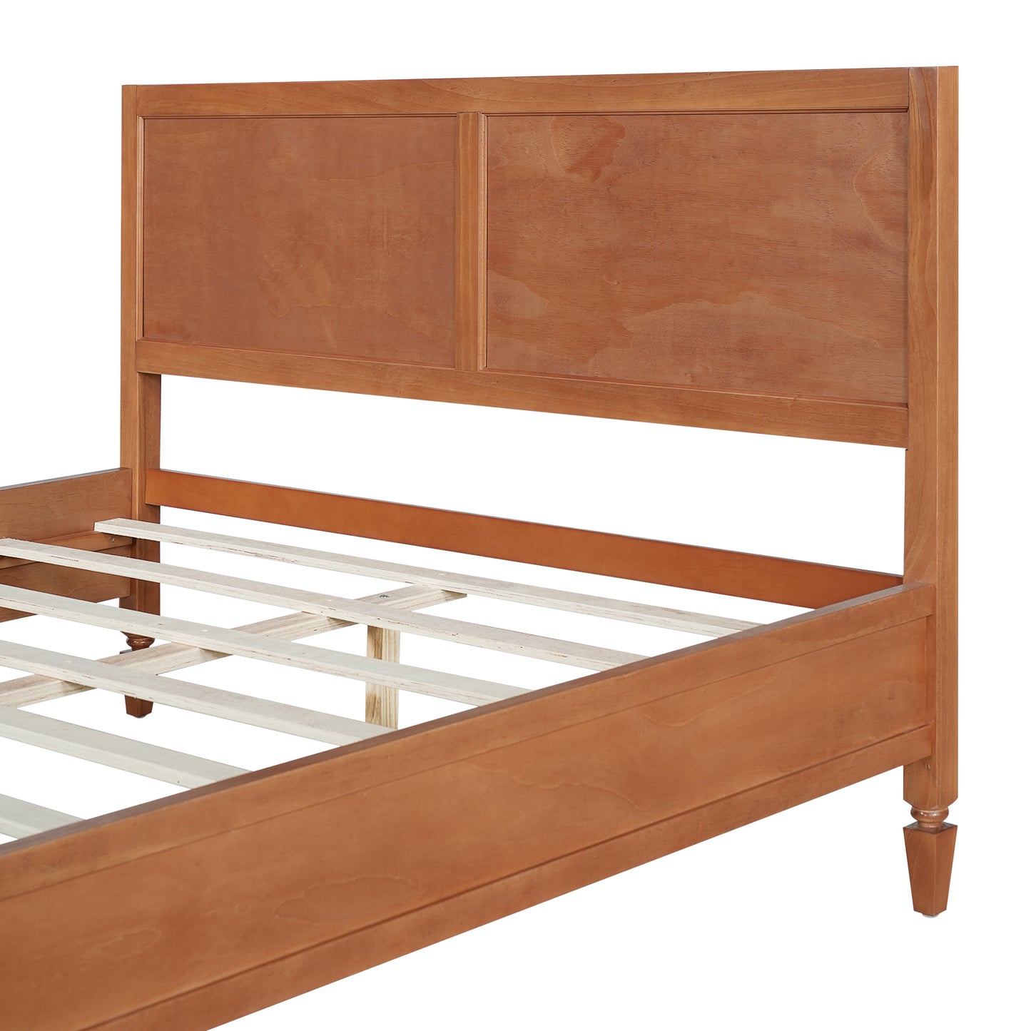 Queen Size Wood Platform Bed Frame with Classic Panel Headboard, Wooden Slats Support, No Box Spring Needed, Easy Assembly, Brown image 7