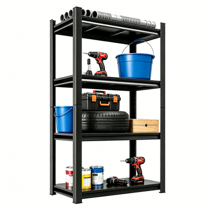 63-Inch Tall Metal Storage Shelf, 1200 LBS Weight Capacity, 4-Tier Adjustable Height Storage Rack, Black, Assembly Needed image 5