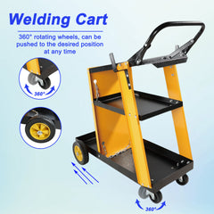 Multi Function 3 tier Welding Cart. gas bottle and accessory storage.Welding Heavy Duty  Cart for Tig Mig Welder and Plasma Cutter  with Upgrade Handles and Increase Storage Space Tank Storage