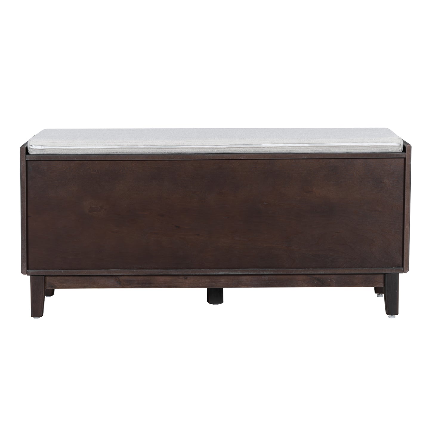 TREXM Boho Rattan Entryway Bench with Storage, Cushioned Shoe Bench with Double Doors, Wooden Shoe Organizer Bench for Entryway and Hallway (Espresso+Beige) image 8
