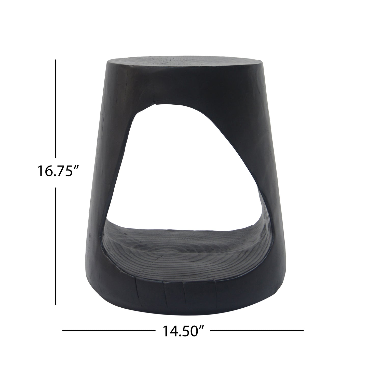 MGO Hollow Side Table, Wood-like texture, Black Color image 3