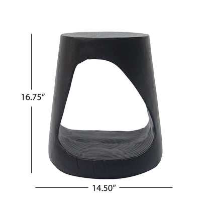 MGO Hollow Side Table, Wood-like texture, Black Color image 3