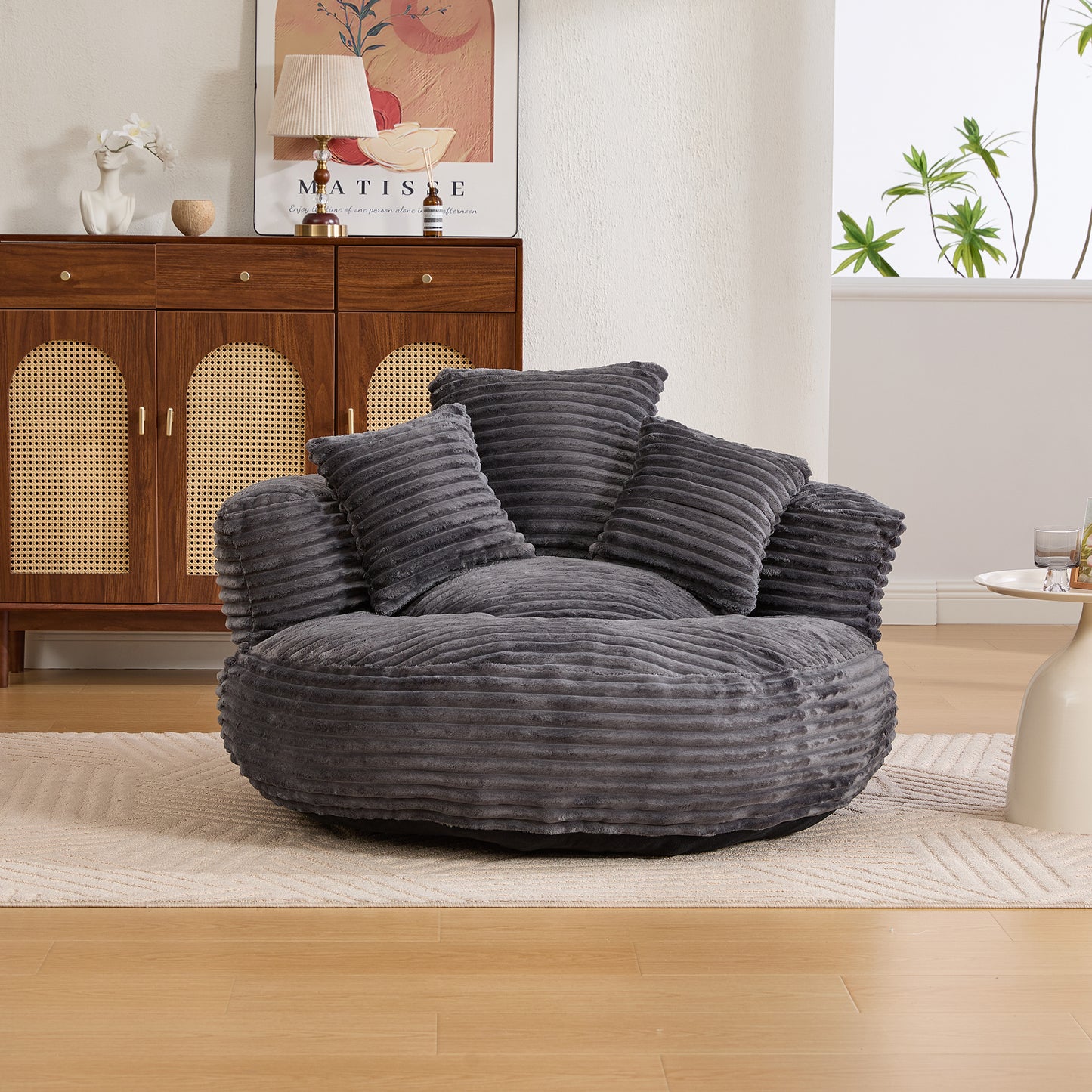 Bean Bag Chairs, Bean Bag Sofa for Adults, Kids,Oversized Corduroy Bean Bag Chair with 3 Pillows & Armrest,Beanbag Chair & Lazy Sofa with Foam Filler for Bedroom Living Room Dorm image 8