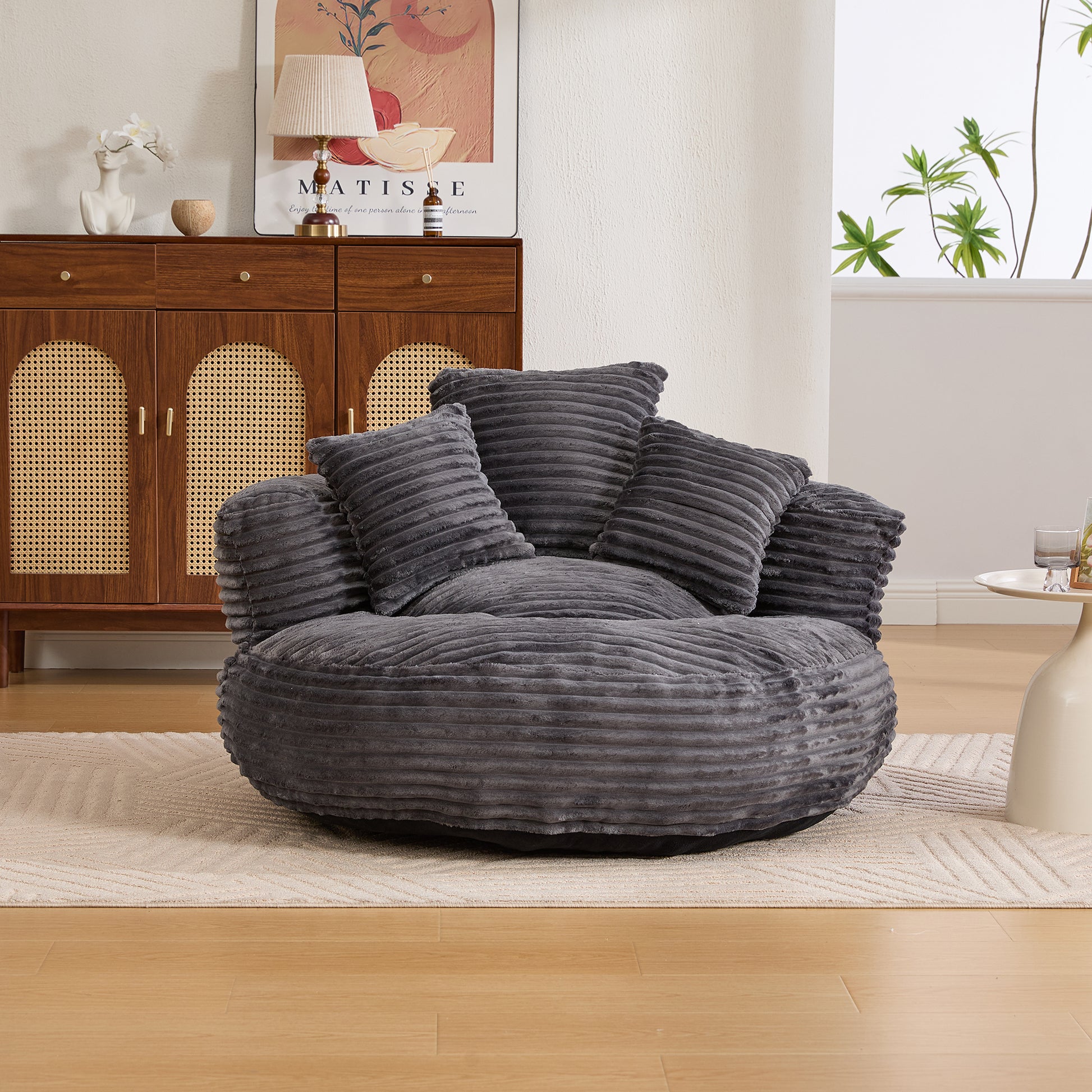 Bean Bag Chairs, Bean Bag Sofa for Adults, Kids,Oversized Corduroy Bean Bag Chair with 3 Pillows & Armrest,Beanbag Chair & Lazy Sofa with Foam Filler for Bedroom Living Room Dorm image 8