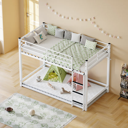 Bunk Bed with Ladder and high Guardrail Metal Bunk Bed, Storage Space, Noise Free,Twin Over Twin Size,WHITE image 9