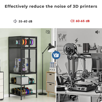 3D Printer Cabinet with Double Layer 3D Printer Filament Storage Rack, T-Shaped Filament Bar & Noise-Reducing, Dust-Proof Design, Suitable for Studio, Office Storage and Organization image 7