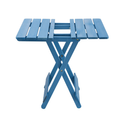 Folding Square Table Patio Outdoor solid wood Table for Backyard, Balcony, Portable Design Space-Saving Blue Color image 11
