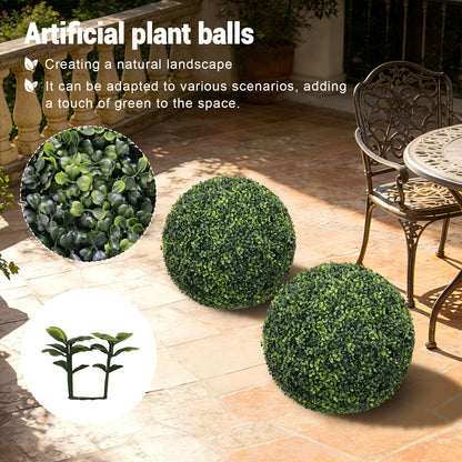 18.5IN dark Artificial Topiary Balls Outdoor Faux Boxwood Decorative Green Spheres for Garden Front Porch Patio Planter Decoration, 2pcs/set image 4