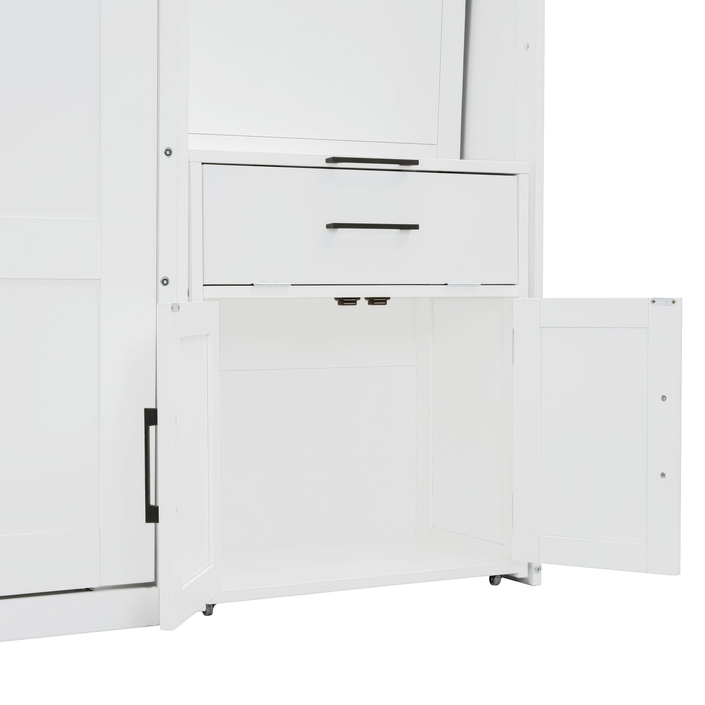 Twin Size Murphy Bed Wall Bed with Closet, Drawers & Desk-White(OLD SKU:LP000595AAK-2) image 10