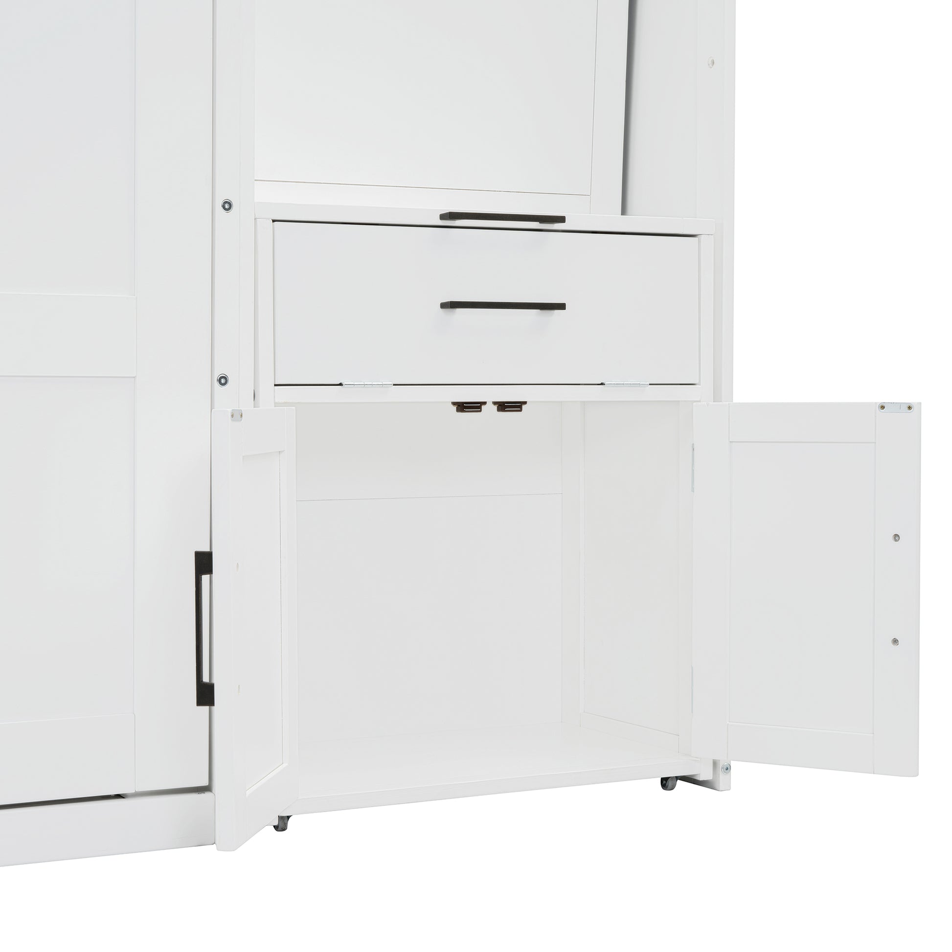 Twin Size Murphy Bed Wall Bed with Closet, Drawers & Desk-White(OLD SKU:LP000595AAK-2) image 10