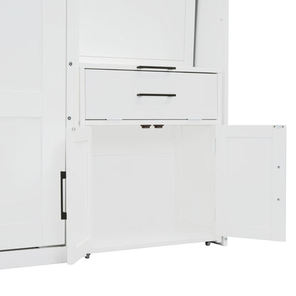 Twin Size Murphy Bed Wall Bed with Closet, Drawers & Desk-White(OLD SKU:LP000595AAK-2) image 10