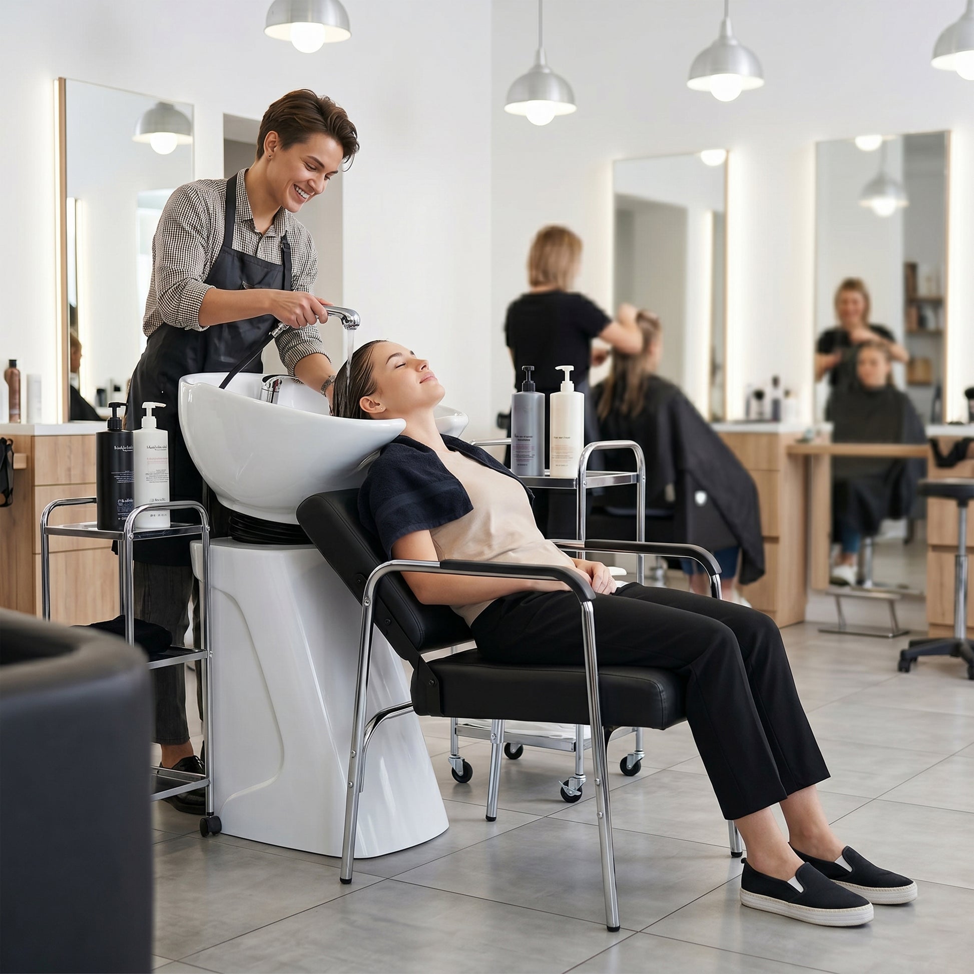 Reclining Shampoo Chairs for Salon-BLACK image 4