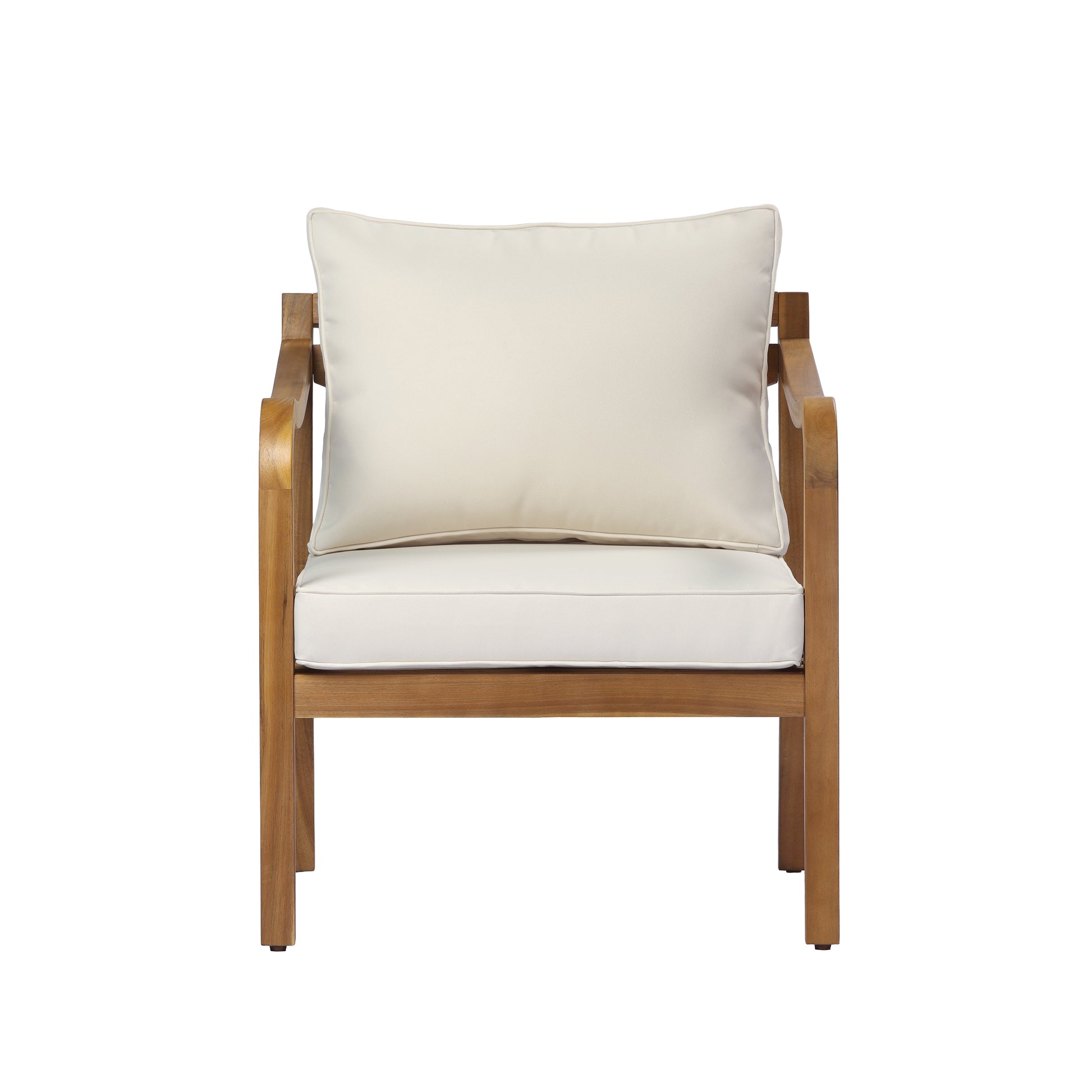 Acacia wood patio furniture club chair,24" deep seat design with soft cushion, suitable for porches,gardens,backyards,and balconies (Teak Finish+Beige Cushion). image 4