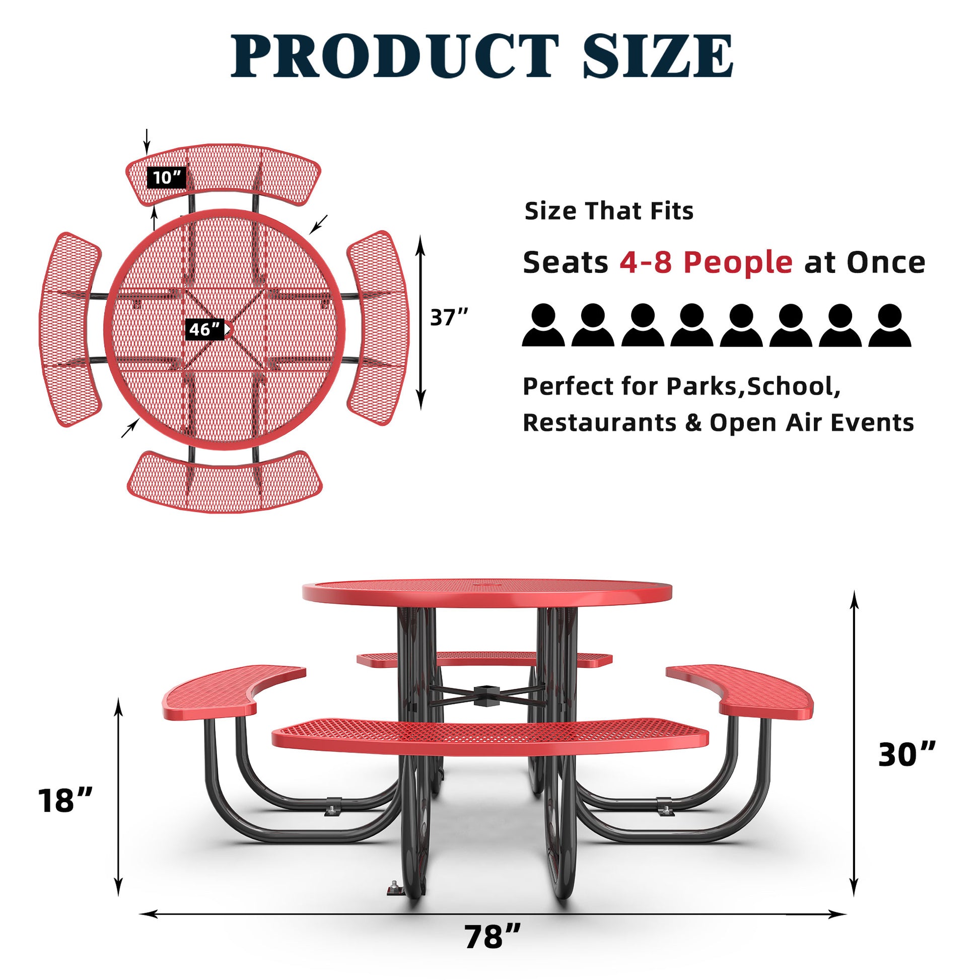 Red Round Table & Chair Set with Umbrella Hole image 6