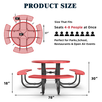 Red Round Table & Chair Set with Umbrella Hole image 6