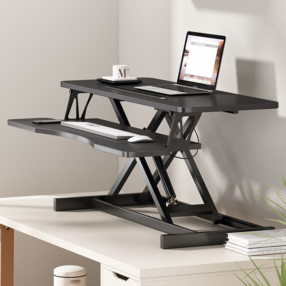 32 Inch Desk Converter, Height Adjustable Sit to Stand Riser, Dual Monitor and Laptop Workstation with Wide Keyboard Tray (BLACK) image 9