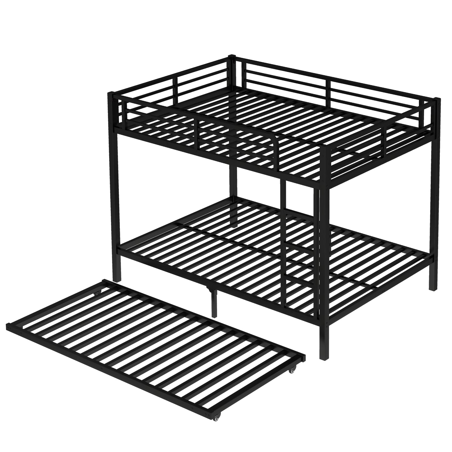 Full over Full Metal Bunk Bed with Twin Size Trundle, Black image 11