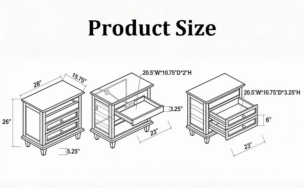Nightstand Assembly Hardware and Instructions Included