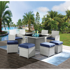 Salena Beige Fabric & Gray All-Weather Wicker Patio Sofa & Ottoman with 2 Toss Pillows