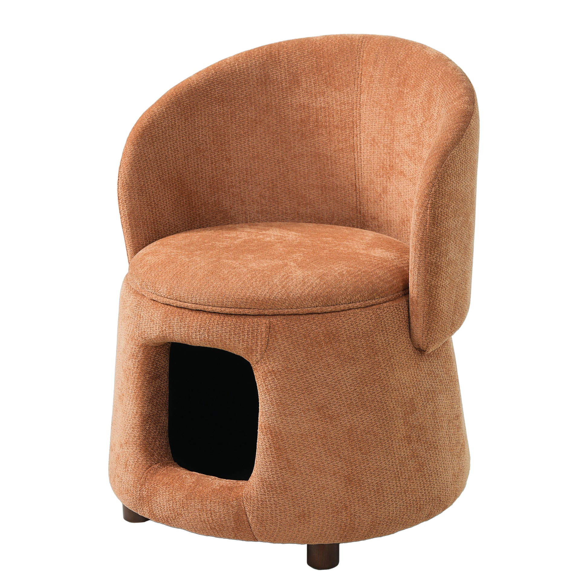 Orange Pet Friendly Chair with Hidden Pet Nook, Convertible Stool, Storage Seat, 220lbs Capacity, Acacia Wood Legs image 5