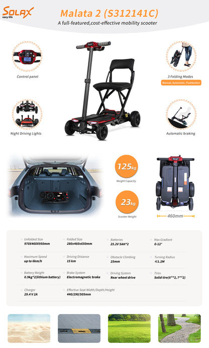 SOLAX 4-Wheel Remote Folding Mobility Scooter for Adults and Seniors, super lightweight and compact plus NFC Electric Foldable Mobility Scooter With Suspenion capacity. image 2
