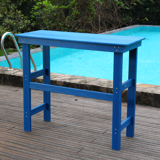 HDPE type outdoor dining and bar table is very practical. It is suitable for lawns, gardens, backyards and pool sides. Navy blue, and it is waterproof and corrosion-resistant.All Weather, image 1