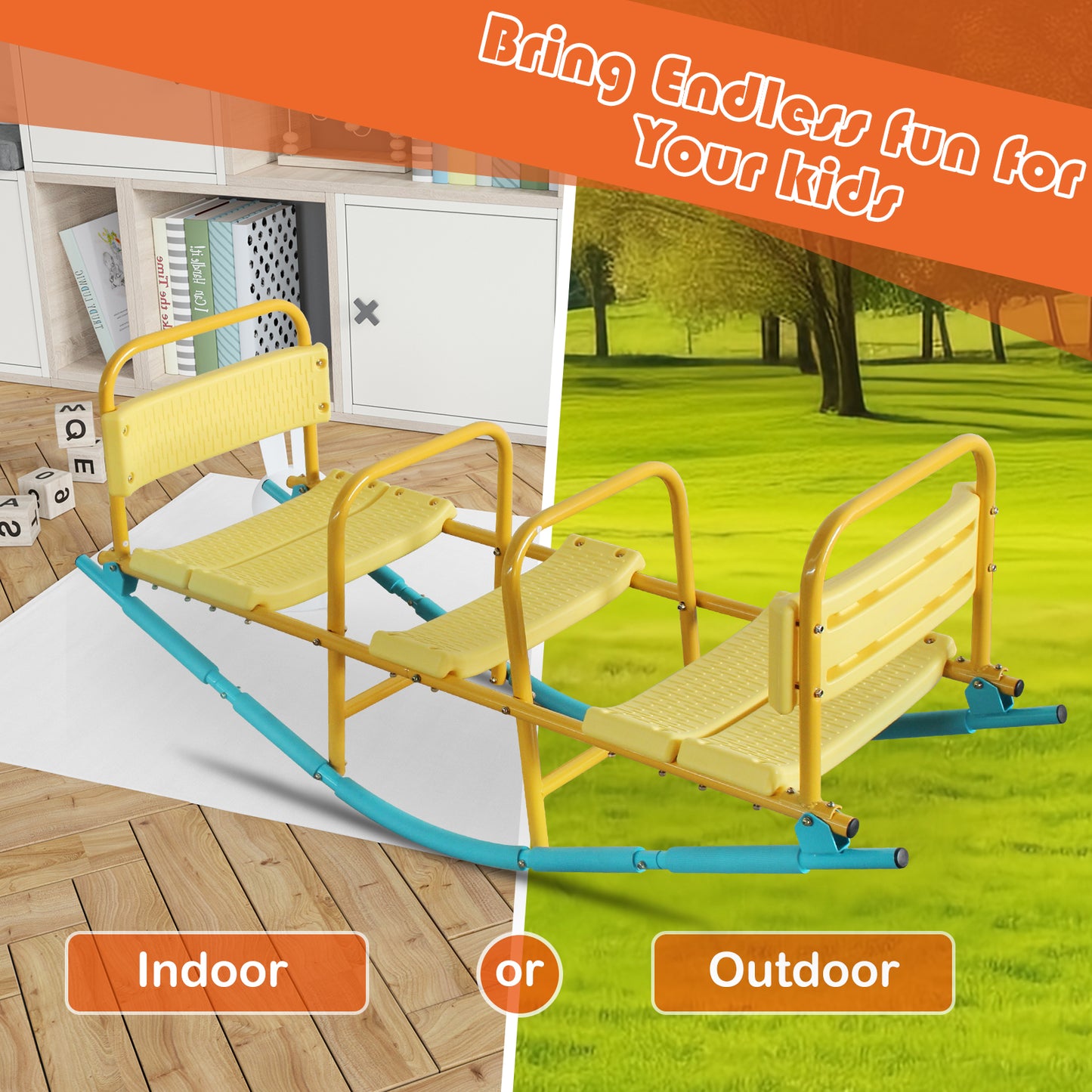 Kindergarten Children Outdoor Rocking Horse Outdoor Park Playground Equipment Double Or Triple Seesaw Swinging Fun image 5