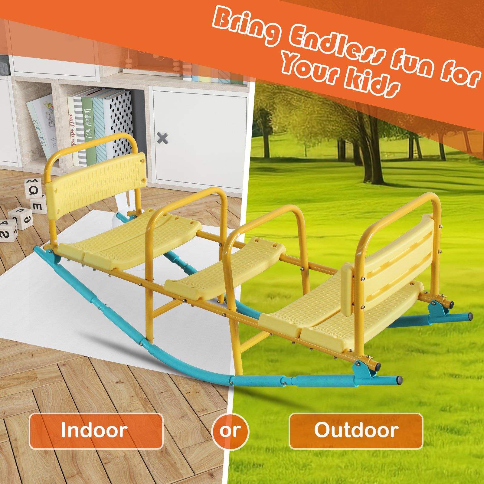 Kindergarten Children Outdoor Rocking Horse Outdoor Park Playground Equipment Double Or Triple Seesaw Swinging Fun image 5