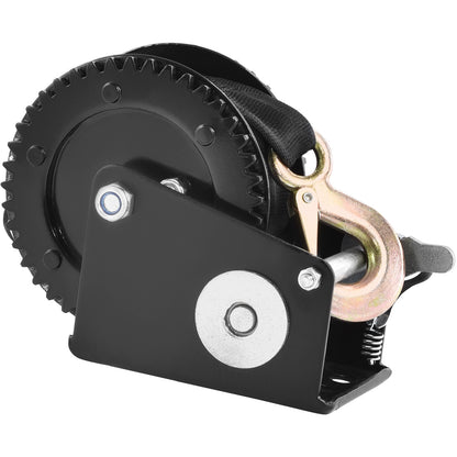 Hand Winch, 2000 lbs Pulling Capacity, Boat Trailer Winch Heavy Duty Rope Crank with 23 ft Polyester Strap and Two-Way Ratchet, Manual Operated Hand Crank Winch for Trailer, Boat or ATV Towing image 8