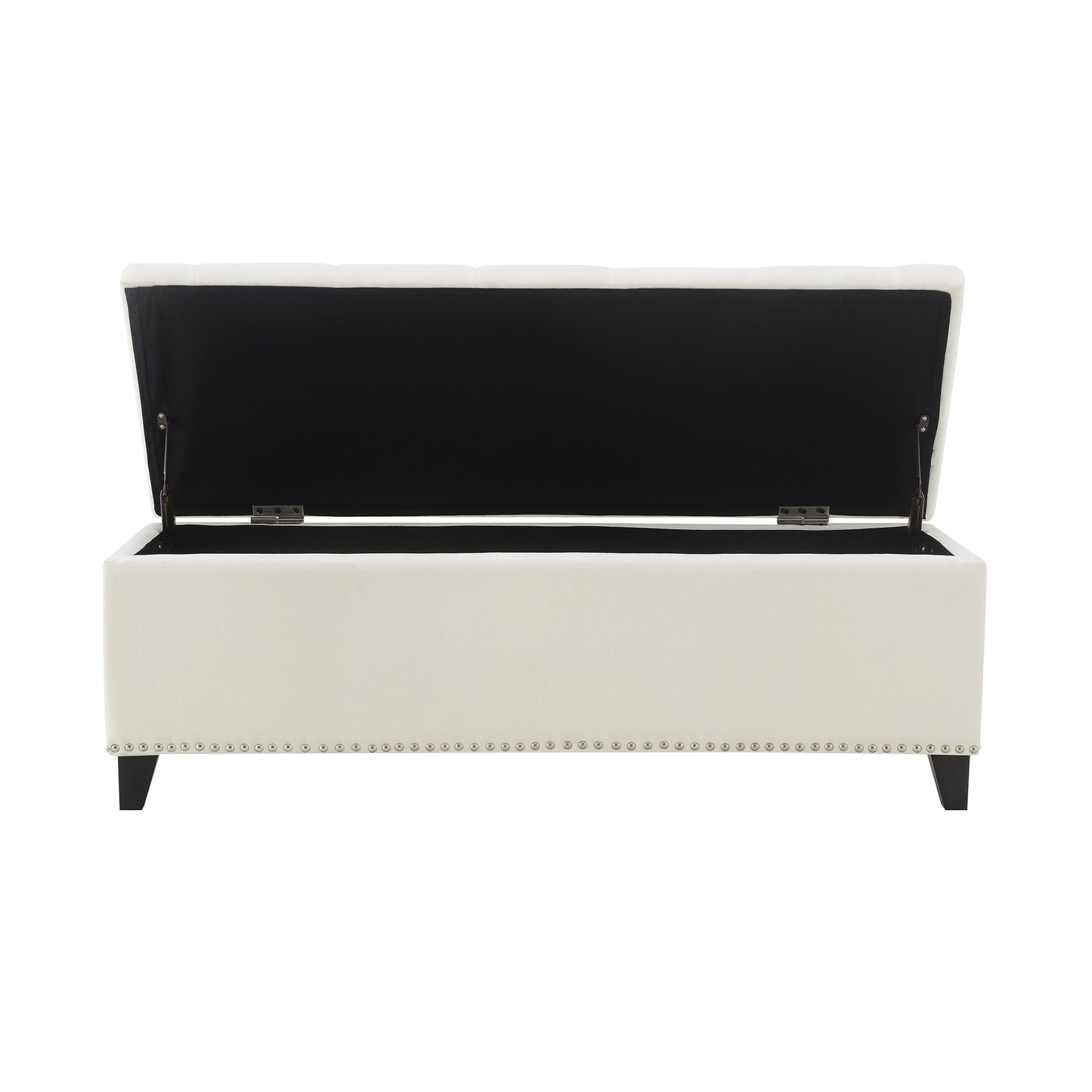 47.5" Storage Ottoman, Storage Bench with Safety Close Hinge, Linen Button-Tufted Ottoman for Living Room, Entryway, Hallway, Foot Rest, Support 500lbs - Beige image 5