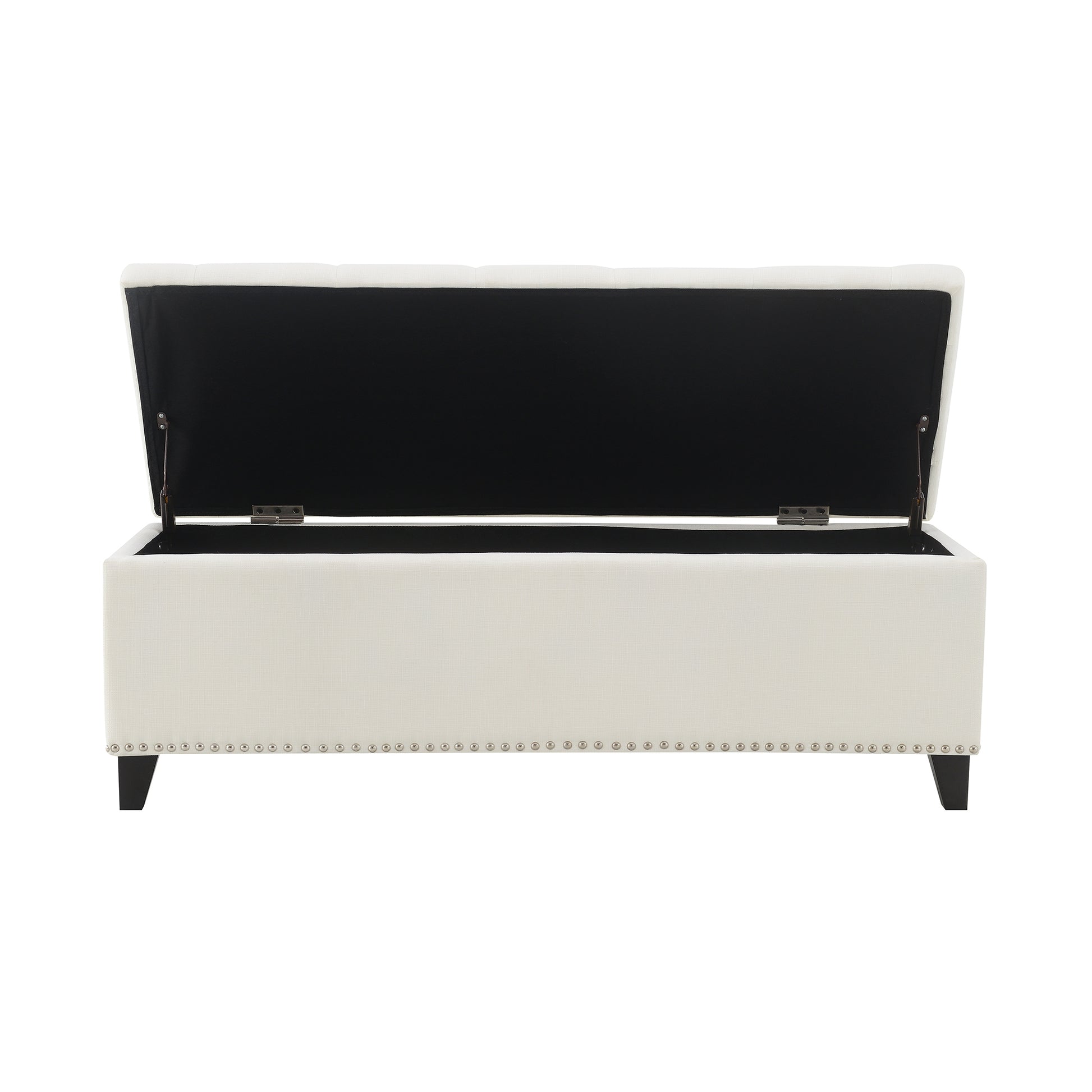 47.5" Storage Ottoman, Storage Bench with Safety Close Hinge, Linen Button-Tufted Ottoman for Living Room, Entryway, Hallway, Foot Rest, Support 500lbs - Beige image 5