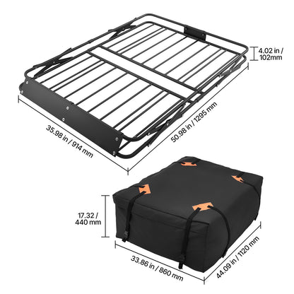 Roof Rack Cargo Basket, 51 x 36 x 4 in, Heavy Duty Roof Top Carrier Basket with Folding Design, 200 lbs Capacity, All-Weather Easy-Install Car Top Luggage Holder, Universal Fit for SUV Truck Car image 11