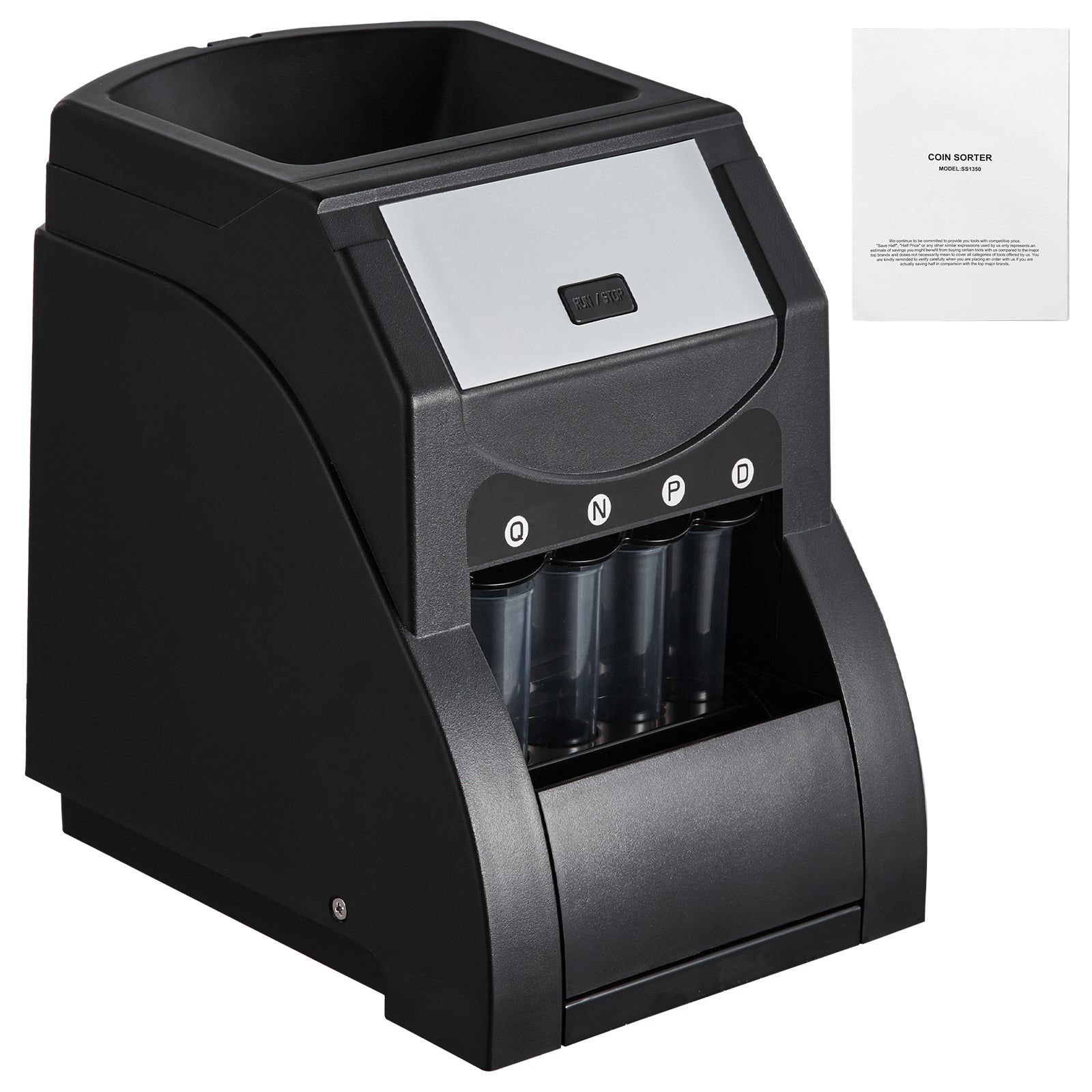 USD Coin Sorter, Coin Sorter Machine for USD Coin 1￠ 5￠ 10￠ 25￠, Sorts up to 230 Coins/min, Coin Sorter and Wrapper Machine Holds 200 Coins Included 4 Coin Tubes, Black image 1