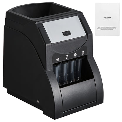 USD Coin Sorter, Coin Sorter Machine for USD Coin 1￠ 5￠ 10￠ 25￠, Sorts up to 230 Coins/min, Coin Sorter and Wrapper Machine Holds 200 Coins Included 4 Coin Tubes, Black image 1