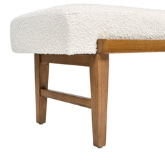 Billie 52" Modern Telephone Bench with Sliding Shelf, Ivory White Boucle