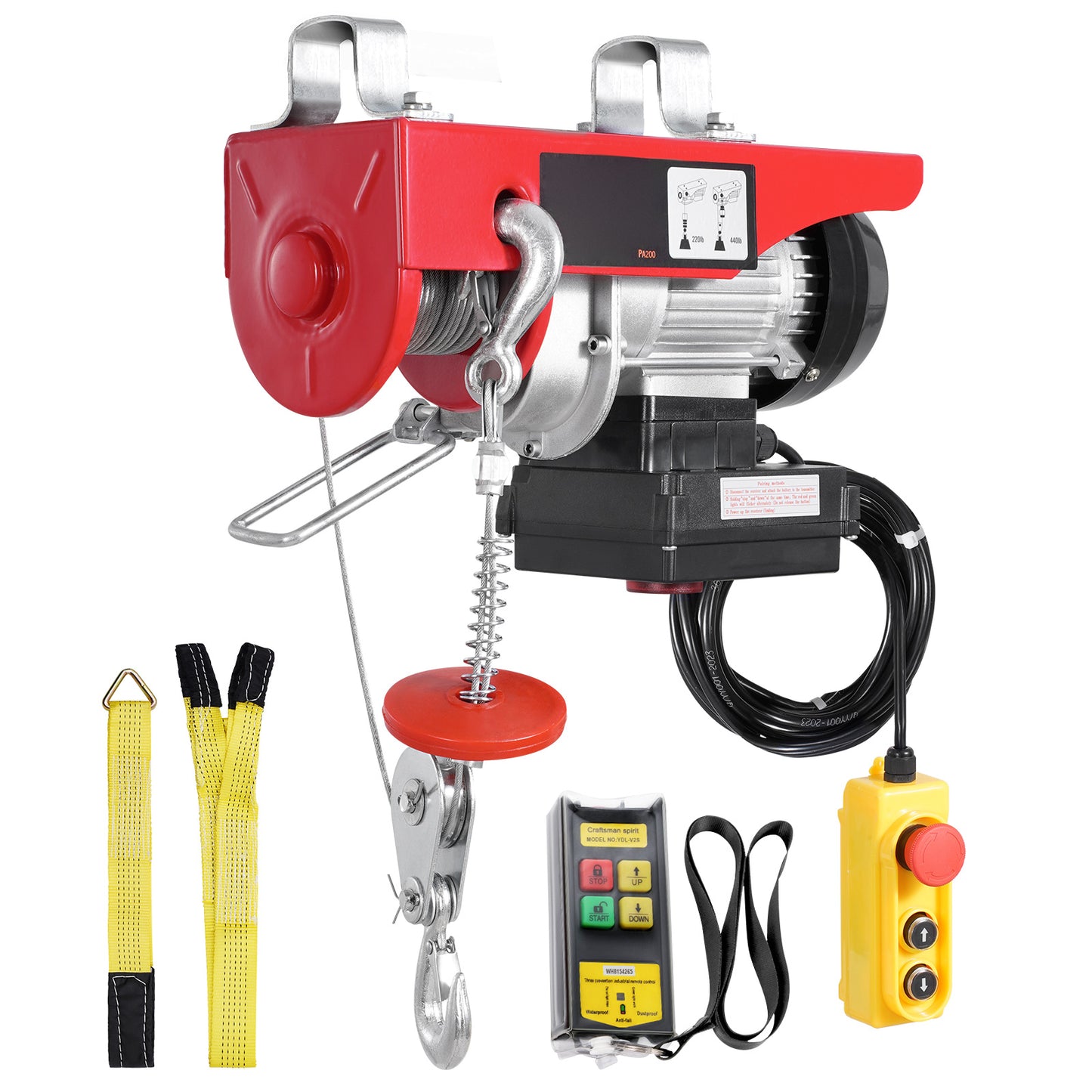 Electric Hoist Crane Winch 440 lbs 328 ft Wireless & 14 ft Wired Remote image 10