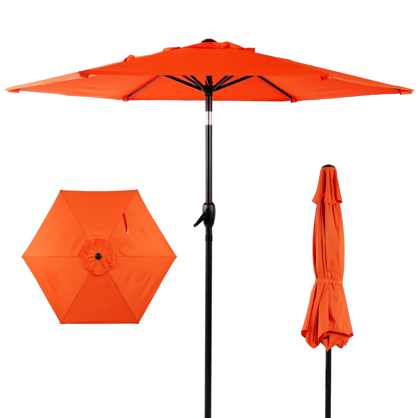 7.5 FT Patio Umbrella, Outdoor Market Yard Umbrella, Sun Shade Umbrella with Push Button Tilt and Crank Mechanism for Garden, Deck, Pool and Backyard, Not Include Umbrella Base, Orange image 1