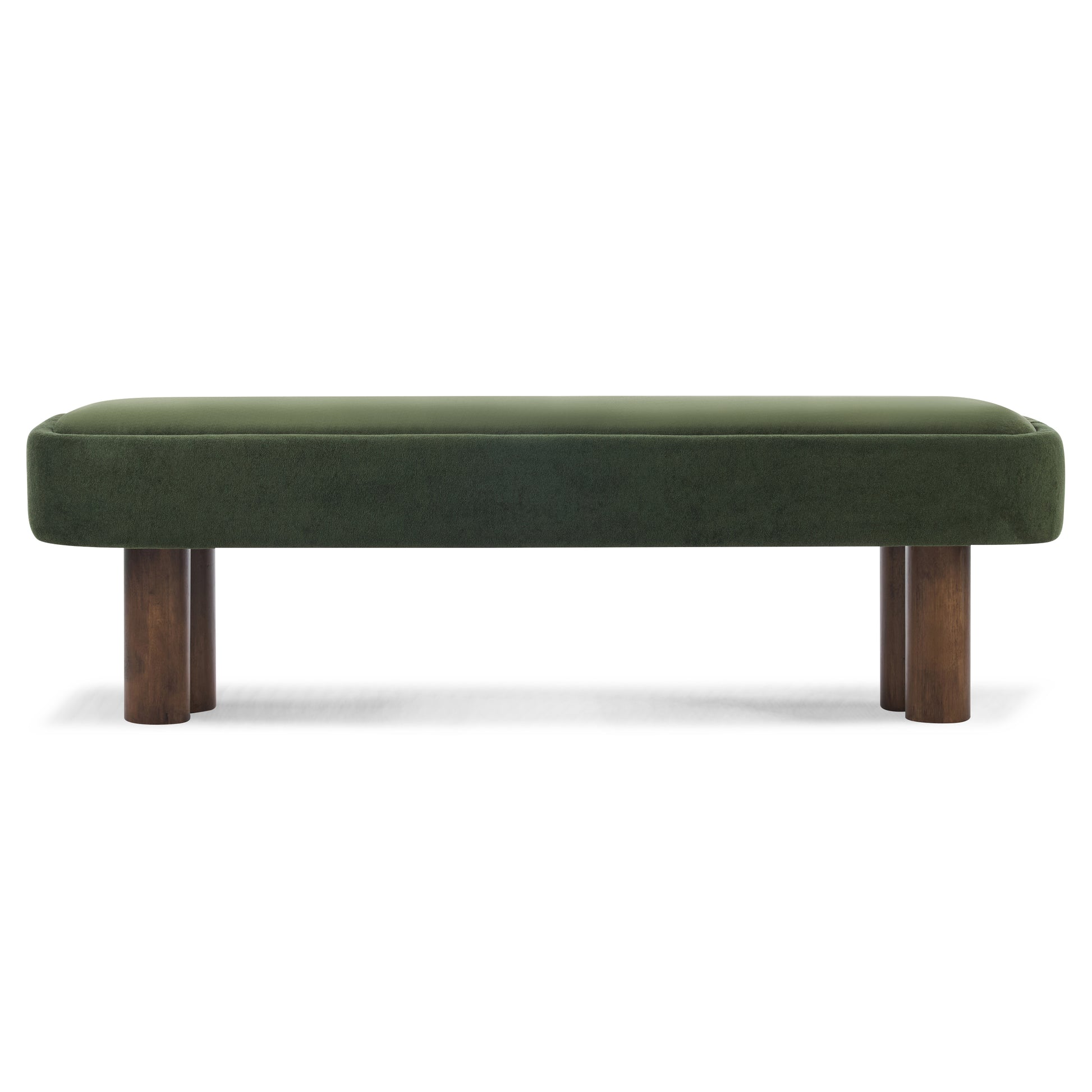 Indoor Green Fabric Dining Bench with Walnut Color Legs, 60.04'L Upholstered Seating for Kitchen, Dining Room and Living Space,250lbs Capacity image 5