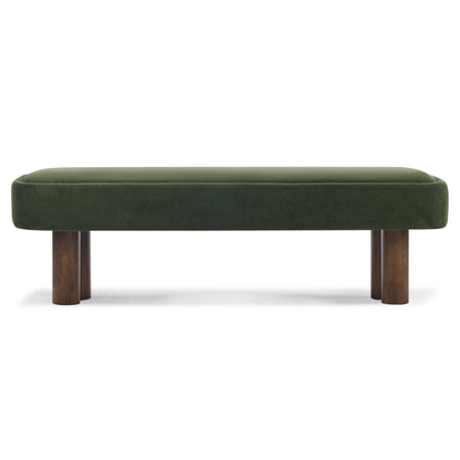 Indoor Green Fabric Dining Bench with Walnut Color Legs, 60.04'L Upholstered Seating for Kitchen, Dining Room and Living Space,250lbs Capacity image 5